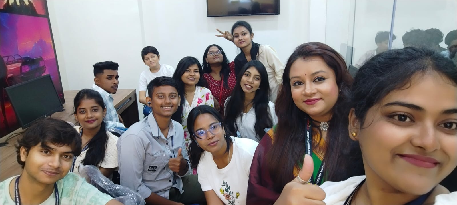 Students selfie in classroom