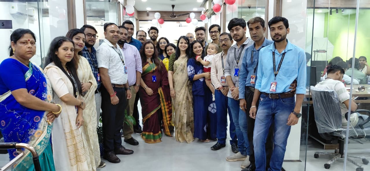 Full team gathering at campus event