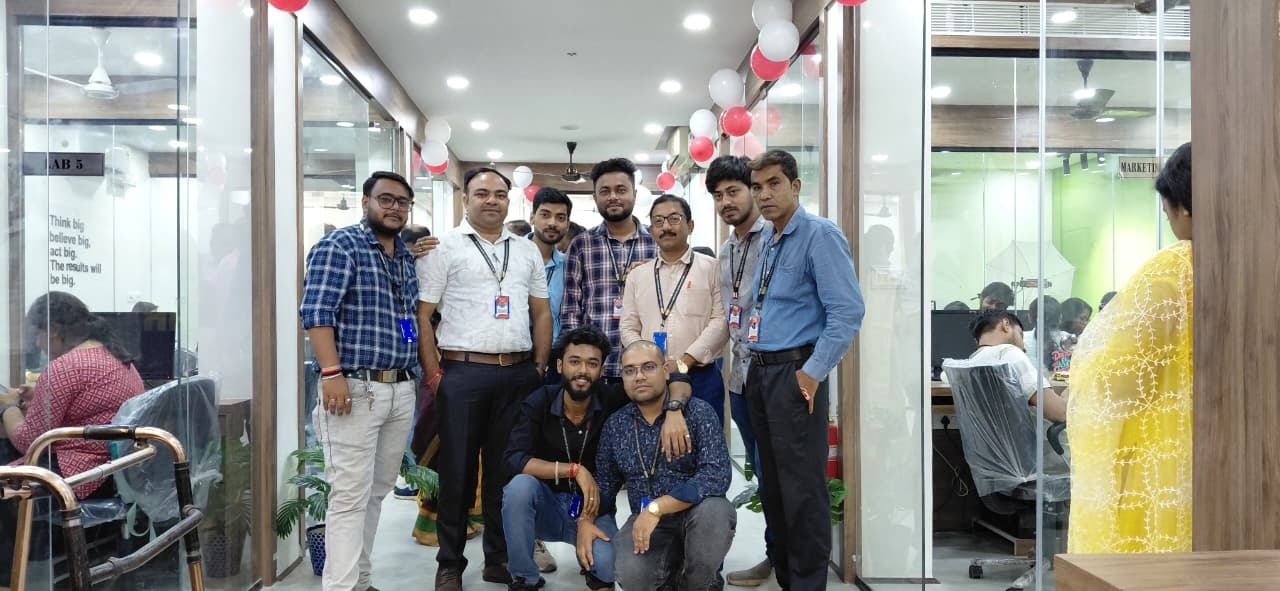 Staff in campus hallway